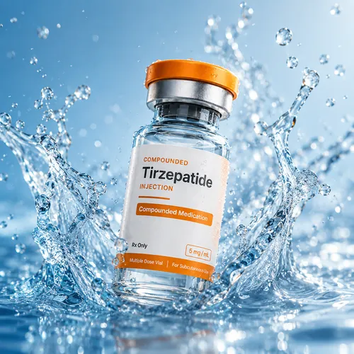 Compounded Tirzepatide injection vial from VEVArx