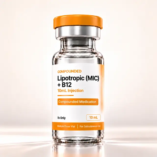 Compounded Lipotropic (MIC) + B12 vial from VEVArx