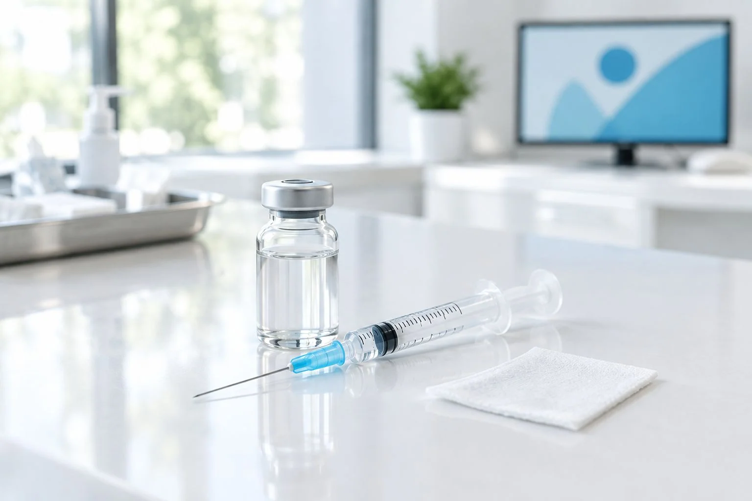 Injection vial and syringe used for an NAD plus dose at home